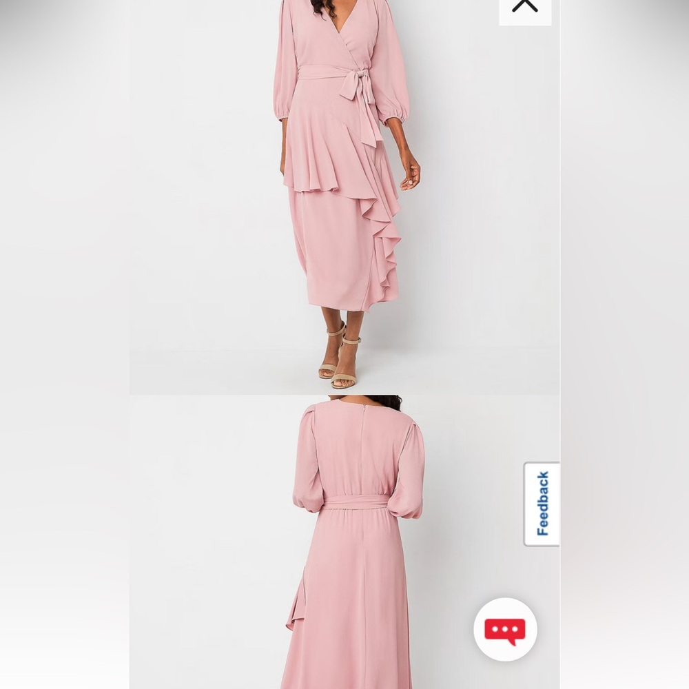 Danny & Nicole Ruffled Rose Midi Dress, Size 12 NWT